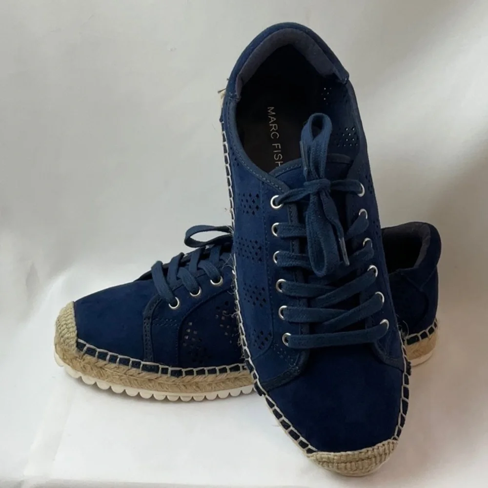 Marc Fisher Blue Baila Vegan Suede Espadrilles